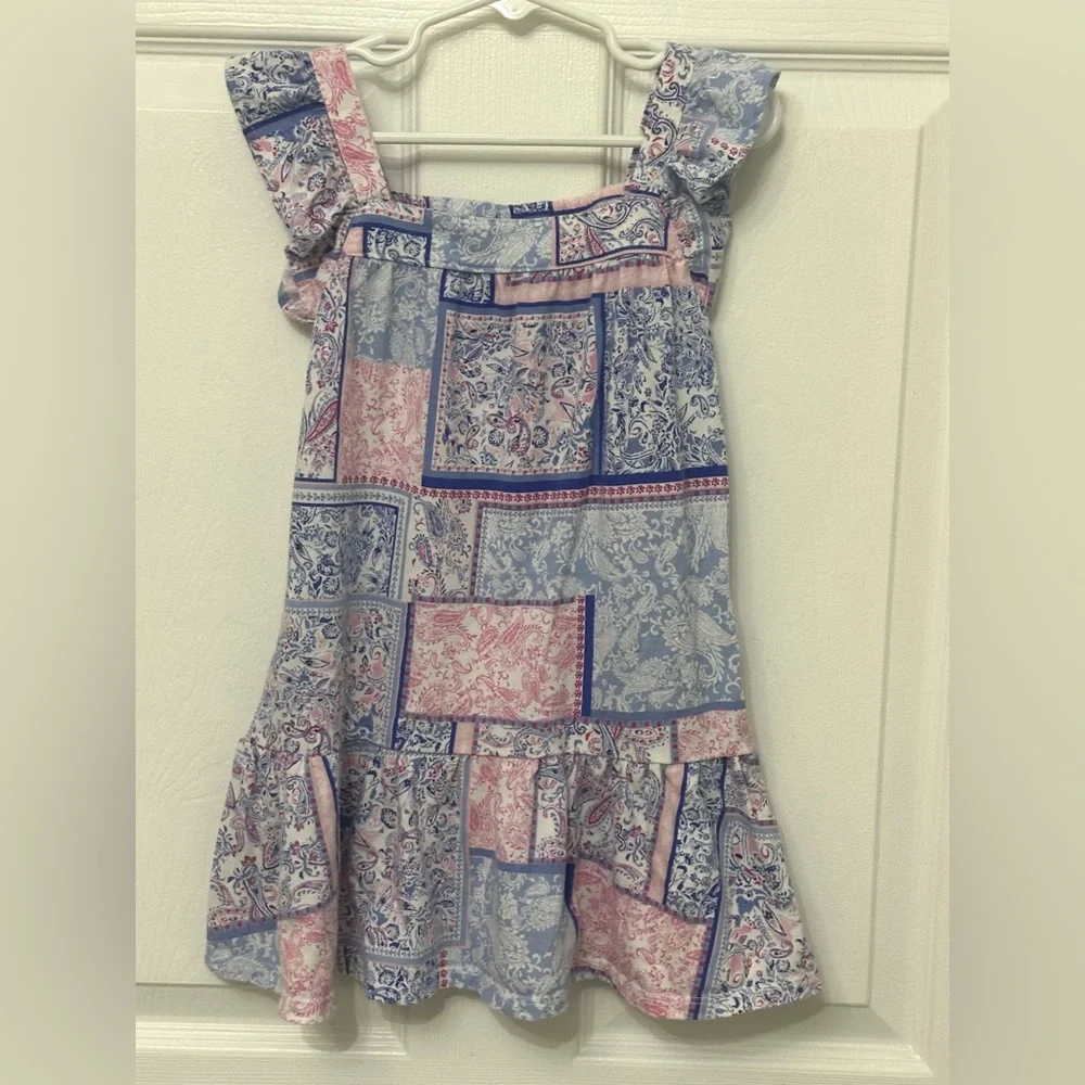 The Children's Place Girl Paisley Patchwork Ruffle Tiered Dress 4T Cotton Blend - Picture 1 of 6